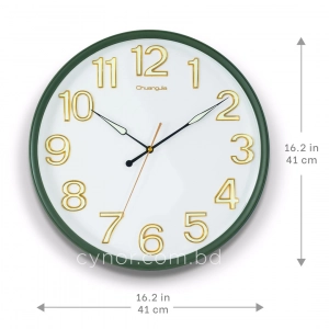 WC799-Bottle-Green-Executive Wall Clock Bottle Green Frame Radium Numerals with Golden Rim and Glass Cover Dial (9)
