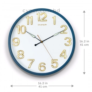 WC799-Dark-Blue-Executive Wall Clock Dark Blue Frame Radium Numerals with Golden Rim and Glass Cover Dial (2)