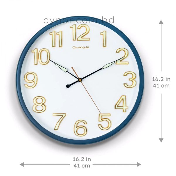 WC799-Dark-Blue-Executive Wall Clock Dark Blue Frame Radium Numerals with Golden Rim and Glass Cover Dial (2)