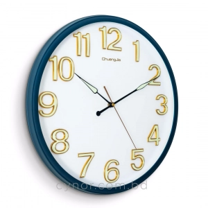 WC799-Dark-Blue-Executive Wall Clock Dark Blue Frame Radium Numerals with Golden Rim and Glass Cover Dial (3)