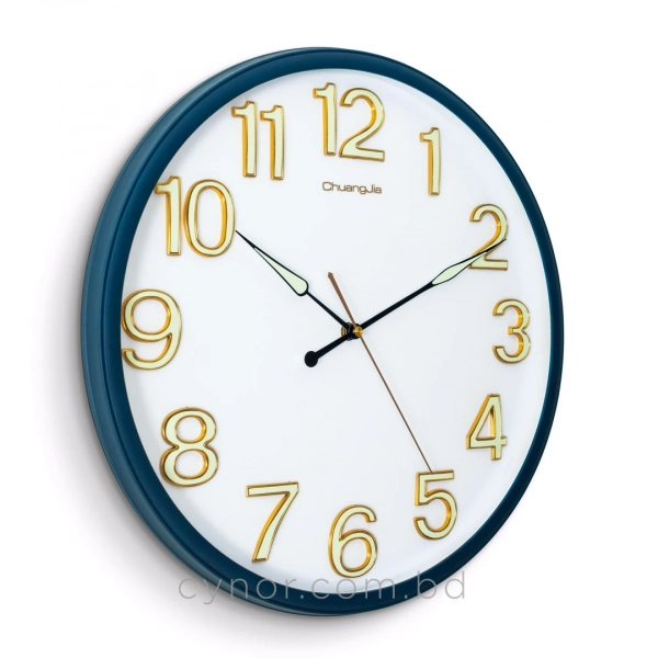 WC799-Dark-Blue-Executive Wall Clock Dark Blue Frame Radium Numerals with Golden Rim and Glass Cover Dial (3)