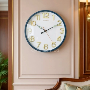 WC799-Dark-Blue-Executive Wall Clock Dark Blue Frame Radium Numerals with Golden Rim and Glass Cover Dial (8)