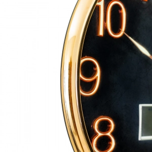 WC800-Executive Wall Clock Golden Fiber Frame with Radium Numerals and Digital Date Month Display (8)