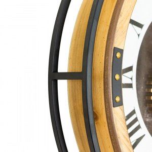 WC803-Grand European Horology-Inspired Wooden Wall Clock with Metal Frame and Rotating Mechanical Gears (11)