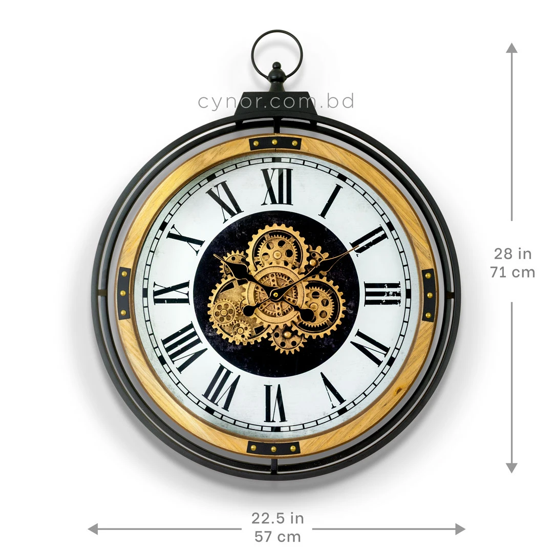 WC803-Grand European Horology-Inspired Wooden Wall Clock with Metal Frame and Rotating Mechanical Gears (4) WC803-Grand European Horology-Inspired Wooden Wall Clock with Metal Frame and Rotating Mechanical Gears (4)