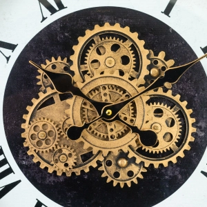 WC803-Grand European Horology-Inspired Wooden Wall Clock with Metal Frame and Rotating Mechanical Gears (6)