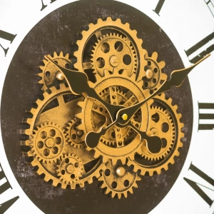 WC803-Grand European Horology-Inspired Wooden Wall Clock with Metal Frame and Rotating Mechanical Gears (7)