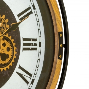 WC803-Grand European Horology-Inspired Wooden Wall Clock with Metal Frame and Rotating Mechanical Gears (9)