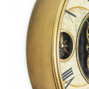 WC804-Luxury Antique Heritage World Map Metal Wall Clock in Antique Golden Finish with Rotating Gears (10)