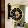 WC806-Double Sided Wall Clock World Map Rotating Gear Dial Fiber Body with Crystal Stone Bezel (1)