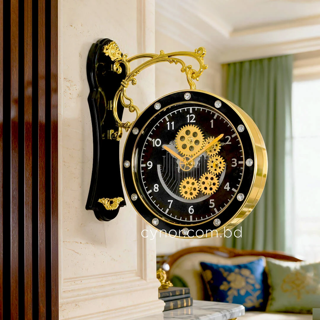 WC806-Double Sided Wall Clock World Map Rotating Gear Dial Fiber Body with Crystal Stone Bezel (1) WC806-Double Sided Wall Clock World Map Rotating Gear Dial Fiber Body with Crystal Stone Bezel (1)