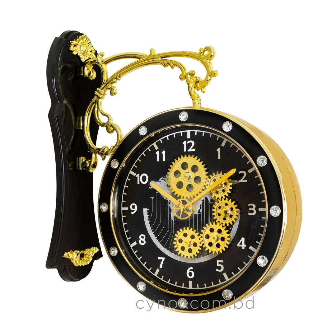 WC806-Double Sided Wall Clock World Map Rotating Gear Dial Fiber Body with Crystal Stone Bezel (3) WC806-Double Sided Wall Clock World Map Rotating Gear Dial Fiber Body with Crystal Stone Bezel (3)