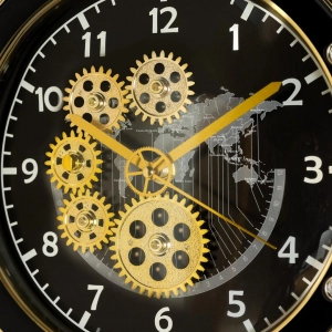 WC806-Double Sided Wall Clock World Map Rotating Gear Dial Fiber Body with Crystal Stone Bezel (4)