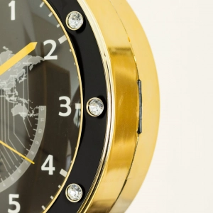 WC806-Double Sided Wall Clock World Map Rotating Gear Dial Fiber Body with Crystal Stone Bezel (5)