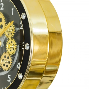 WC806-Double Sided Wall Clock World Map Rotating Gear Dial Fiber Body with Crystal Stone Bezel (6)