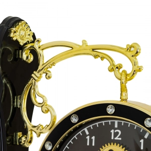 WC806-Double Sided Wall Clock World Map Rotating Gear Dial Fiber Body with Crystal Stone Bezel (7)
