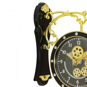 WC806-Double Sided Wall Clock World Map Rotating Gear Dial Fiber Body with Crystal Stone Bezel (8)