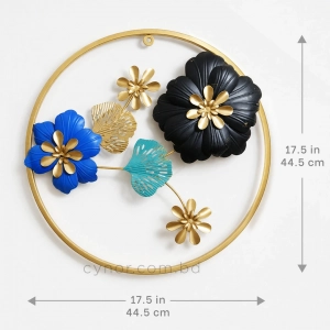 WR656-6-Compact Botanical Metal Wall Decor Black, Blue, Teal and Golden Finish (2)
