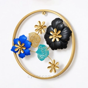 WR656-6-Compact Botanical Metal Wall Decor Black, Blue, Teal and Golden Finish (3)