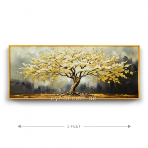 WR681-6-Golden Tree of Life Wall Art with Textured Resin Stone Accents and Golden Aluminium Frame (2)