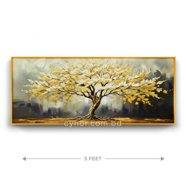 WR681-6-Golden Tree of Life Wall Art with Textured Resin Stone Accents and Golden Aluminium Frame (2)