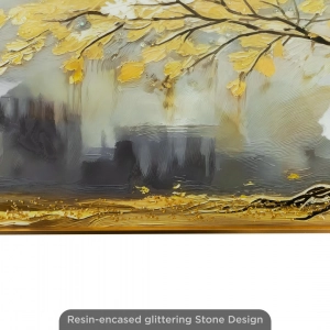 WR681-6-Golden Tree of Life Wall Art with Textured Resin Stone Accents and Golden Aluminium Frame (7)