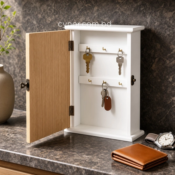WR737-4-Wooden Key Cabinet with Vintage Key Motif and Potted Flower Accent (2)
