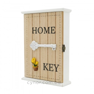 WR737-4-Wooden Key Cabinet with Vintage Key Motif and Potted Flower Accent (4)