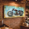 WR740-Luxury Vintage Route 66 Chopper 3D Raised Fiber Wall Art on Distressed Wooden Board Frame-13