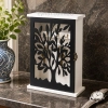 WR741-Wooden Key Cabinet with Black Tree Silhouette Cutout and Glass Window (1)
