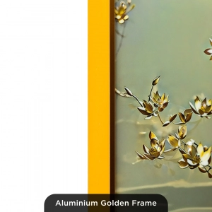 WR742-Diptych Wall Art Set Golden Blossom Tree and Lotus with Resin Stone Accents and Aluminium Frame (12)