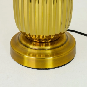 TL326-Ash-Ash Ceramic and Golden Fluted Metal Base Table Lamp with Cream Pleated Fabric Shade (6)