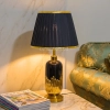 TL326-Black-Black Ceramic and Golden Fluted Metal Base Table Lamp with Black Pleated Fabric Shade (1)