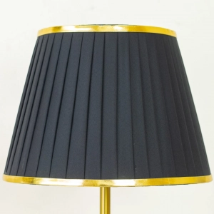 TL326-Black-Black Ceramic and Golden Fluted Metal Base Table Lamp with Black Pleated Fabric Shade (4)