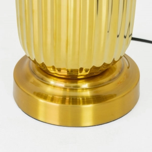 TL326-Black-Black Ceramic and Golden Fluted Metal Base Table Lamp with Black Pleated Fabric Shade (6)
