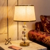 TL399-Golden Metal Body Stacked Glass Orb Design Table Lamp with Hardback Linen Fabric Shade (1)