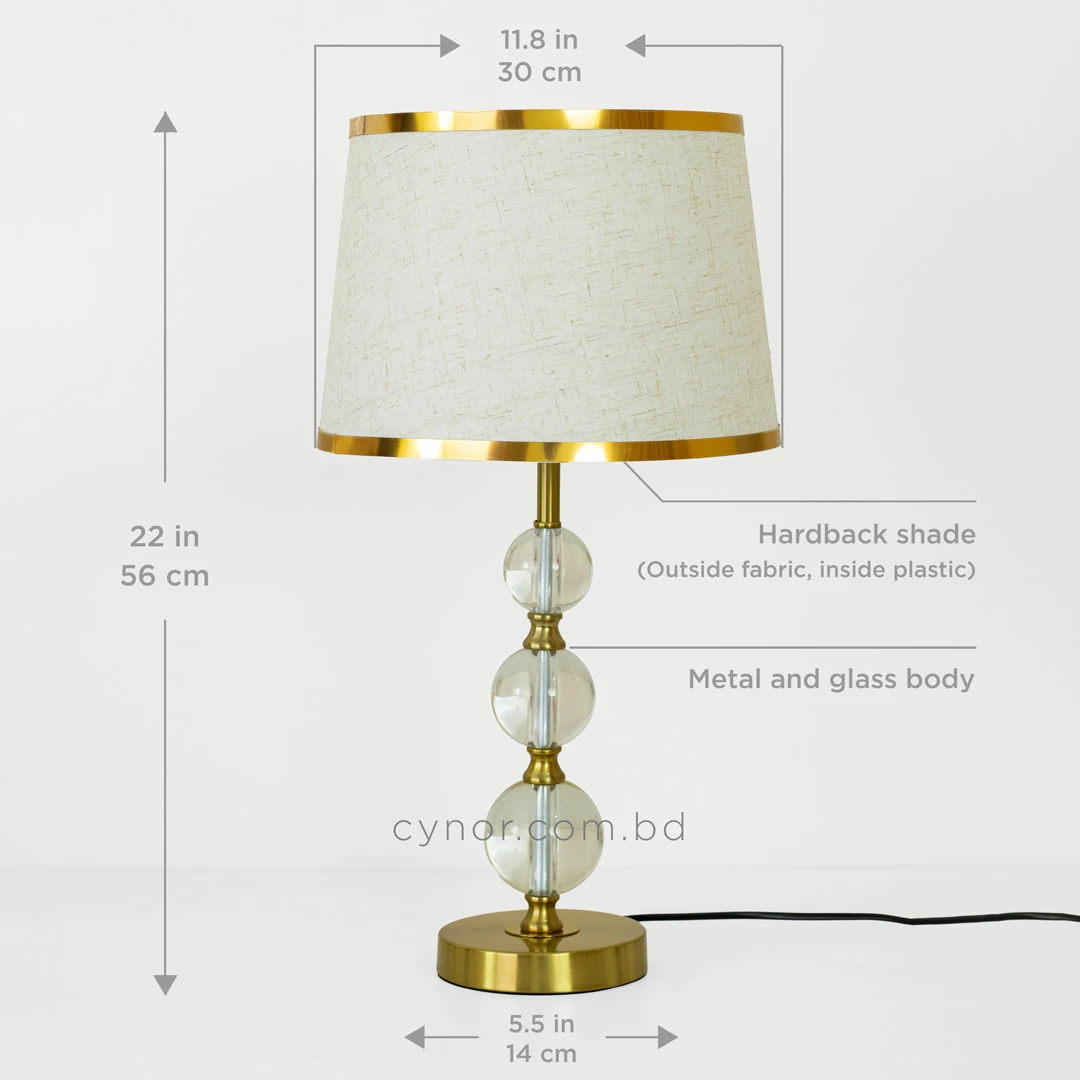 TL399-Golden Metal Body Stacked Glass Orb Design Table Lamp with Hardback Linen Fabric Shade (3) TL399-Golden Metal Body Stacked Glass Orb Design Table Lamp with Hardback Linen Fabric Shade (3)