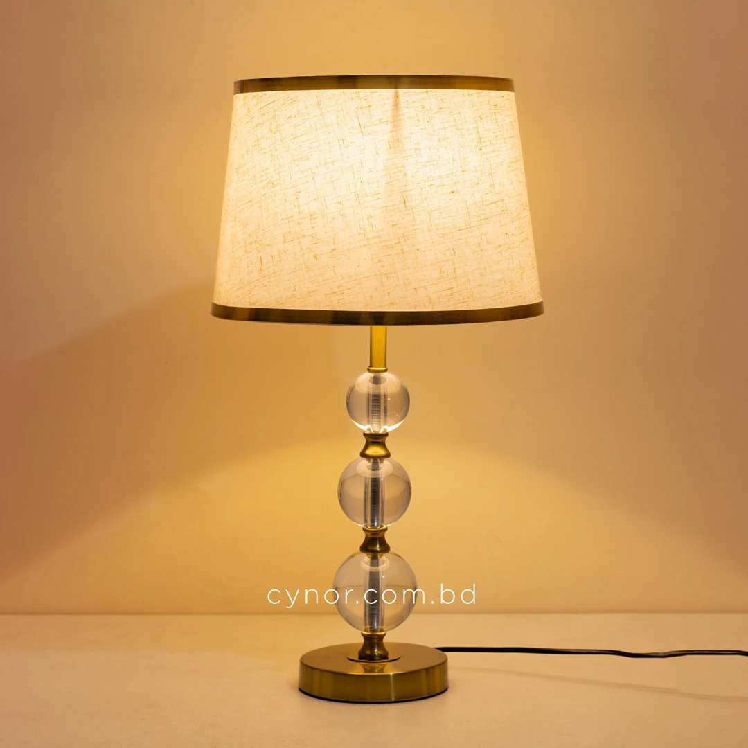 TL399-Golden Metal Body Stacked Glass Orb Design Table Lamp with Hardback Linen Fabric Shade (4) TL399-Golden Metal Body Stacked Glass Orb Design Table Lamp with Hardback Linen Fabric Shade (4)