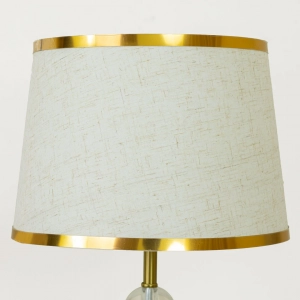 TL399-Golden Metal Body Stacked Glass Orb Design Table Lamp with Hardback Linen Fabric Shade (5)
