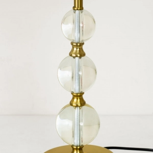 TL399-Golden Metal Body Stacked Glass Orb Design Table Lamp with Hardback Linen Fabric Shade (6)