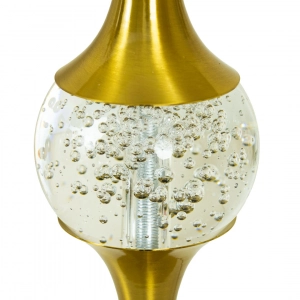 TL400-Golden Metal Body Seeded Bubble Glass Orb Design Table Lamp with Hardback Linen Fabric Shade (6)