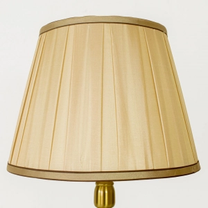 TL401-Golden Metal Body Clear Glass Orb Design Table Lamp with Beige Color Pleated Fabric Shade (5)