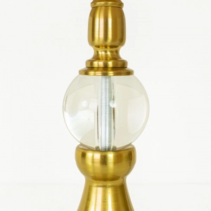 TL401-Golden Metal Body Clear Glass Orb Design Table Lamp with Beige Color Pleated Fabric Shade (6)