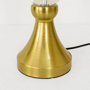TL401-Golden Metal Body Clear Glass Orb Design Table Lamp with Beige Color Pleated Fabric Shade (7)