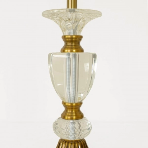 TL402-Golden Metal Body Cut Crystal Glass Accents Design Table Lamp with Cream Pleated Fabric Shade (6)