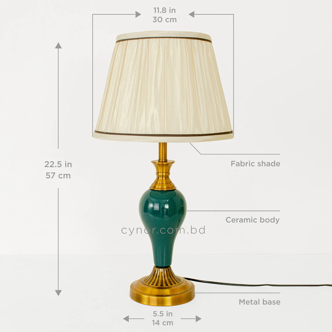 TL403-Teal Ceramic and Golden Metal Body Design Table Lamp with Cream Pleated Fabric Shade (3) TL403-Teal Ceramic and Golden Metal Body Design Table Lamp with Cream Pleated Fabric Shade (3)