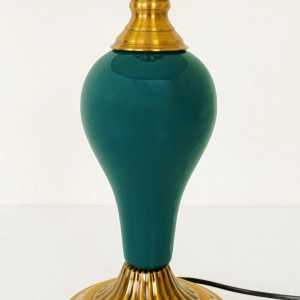 TL403-Teal Ceramic and Golden Metal Body Design Table Lamp with Cream Pleated Fabric Shade (6)