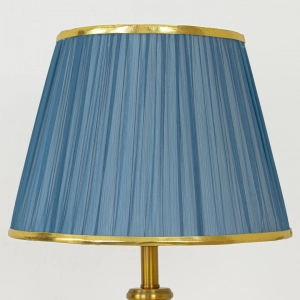 TL404-Green Ceramic and Golden Metal Body Table Lamp with Blue Pleated Fabric Shade (4)