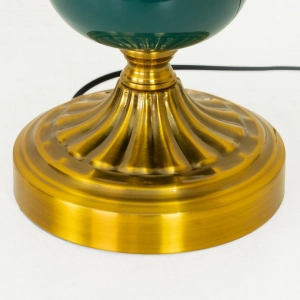 TL404-Green Ceramic and Golden Metal Body Table Lamp with Blue Pleated Fabric Shade (6)