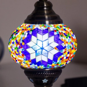 TL405-1-Compact Multicolor Turkish Mosaic Lamp Blue Star Glass Globe Antique Metal Brass Body (2)